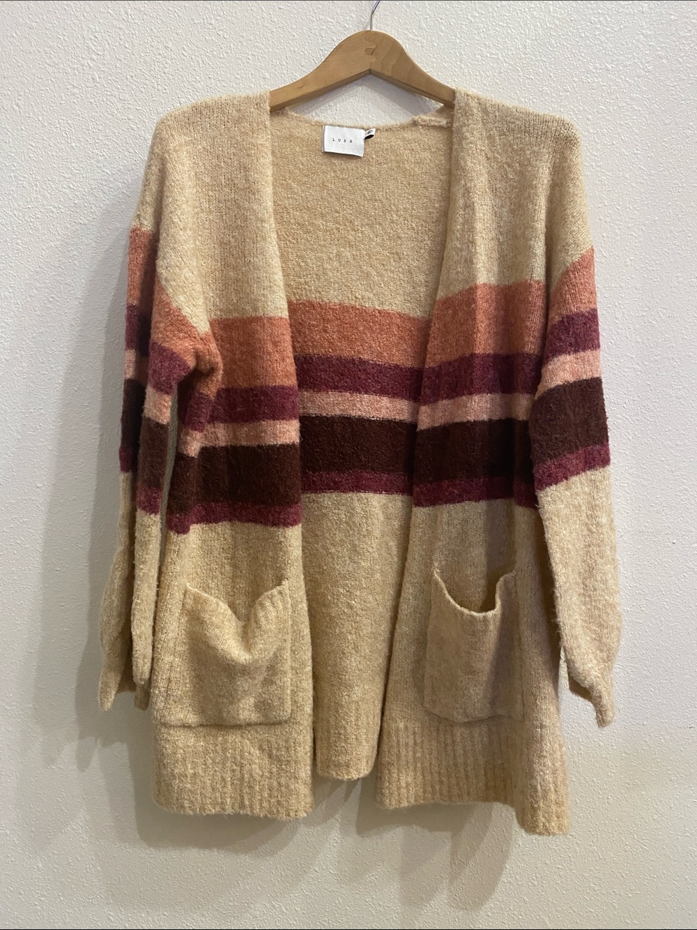 Lush Striped Long Cardigan S